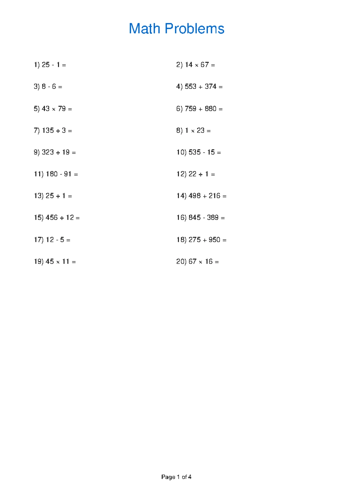 Math Practice Problems for Course B3012: Exercises and Solutions - Studocu