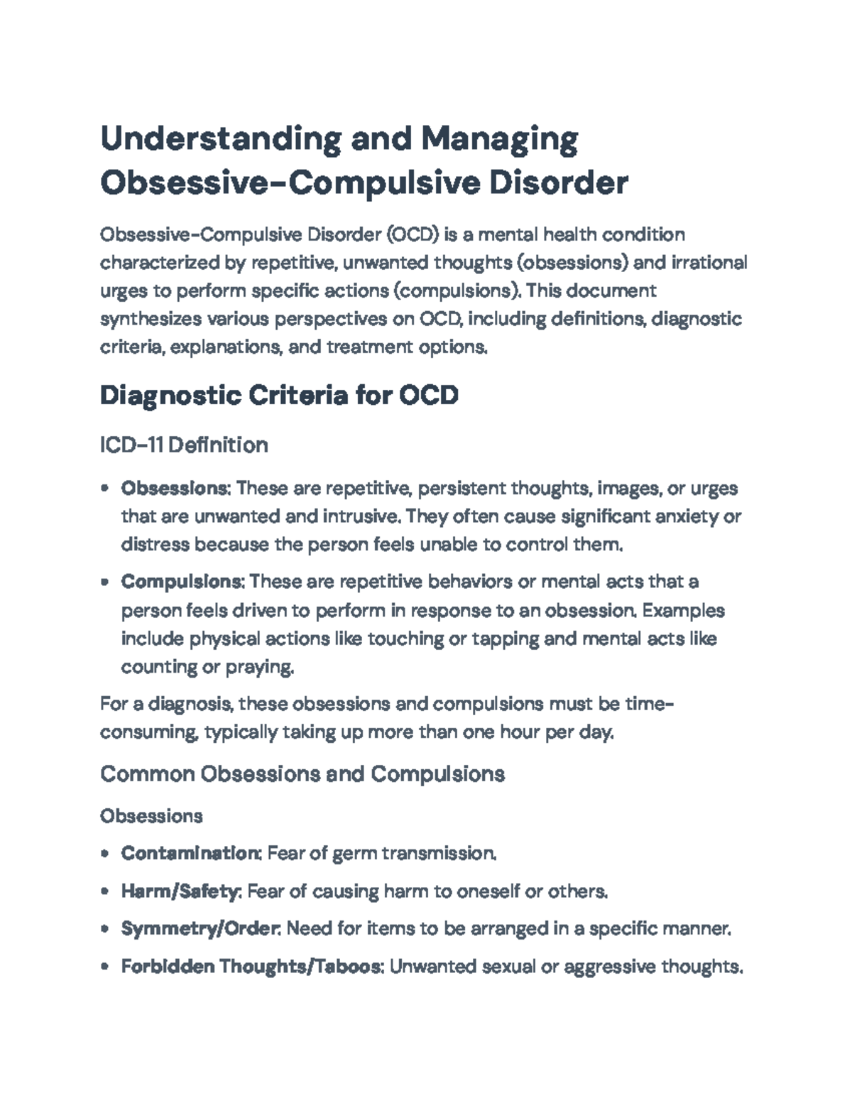 Understanding and Managing OCD: Diagnostics, Explanations, and ...