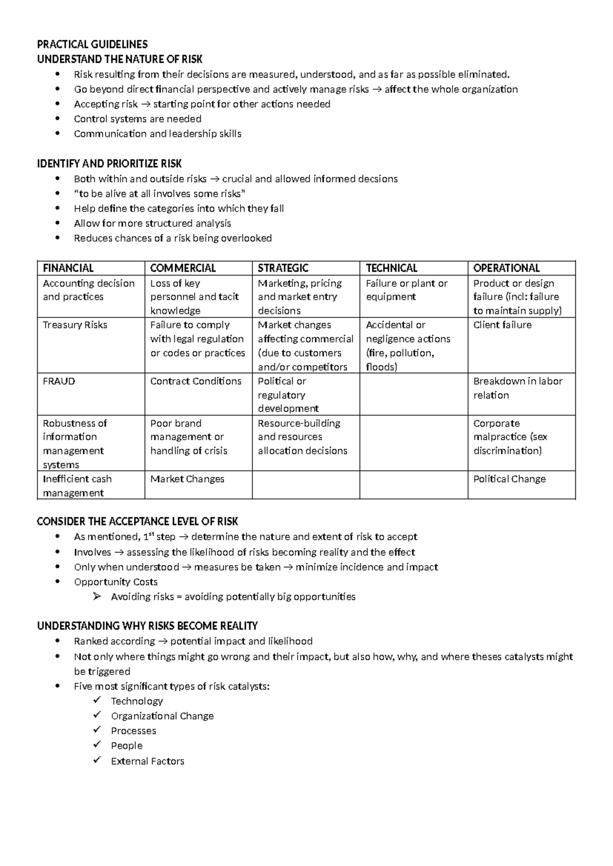 PRACTICAL GUIDELINES FOR RISK MANAGEMENT: A COMPREHENSIVE OVERVIEW ...