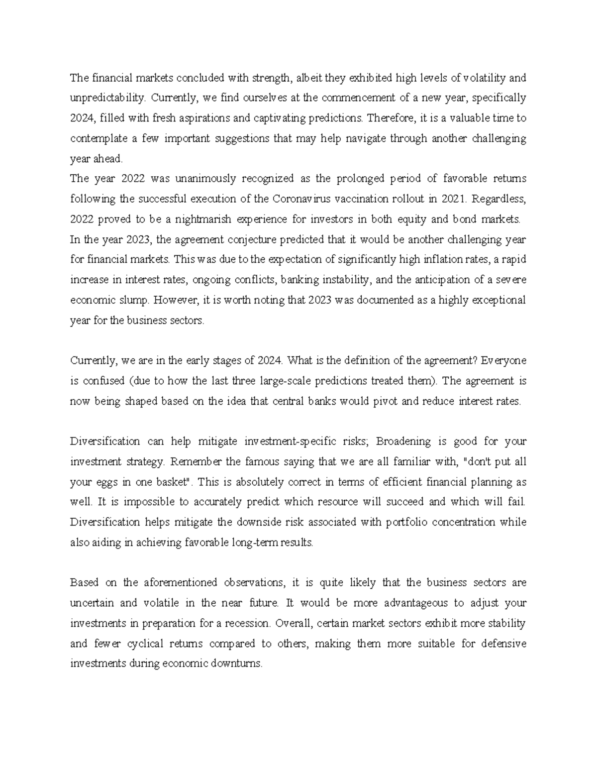 Market Outlook 2024: Navigating Financial Volatility and Opportunities ...