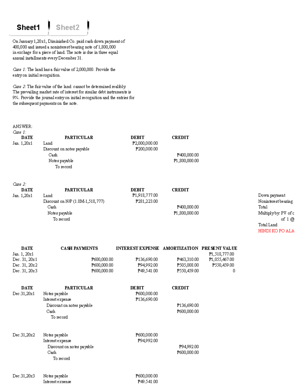 Accounting Journal Entries for Land Acquisition Case Study (ACCT 101