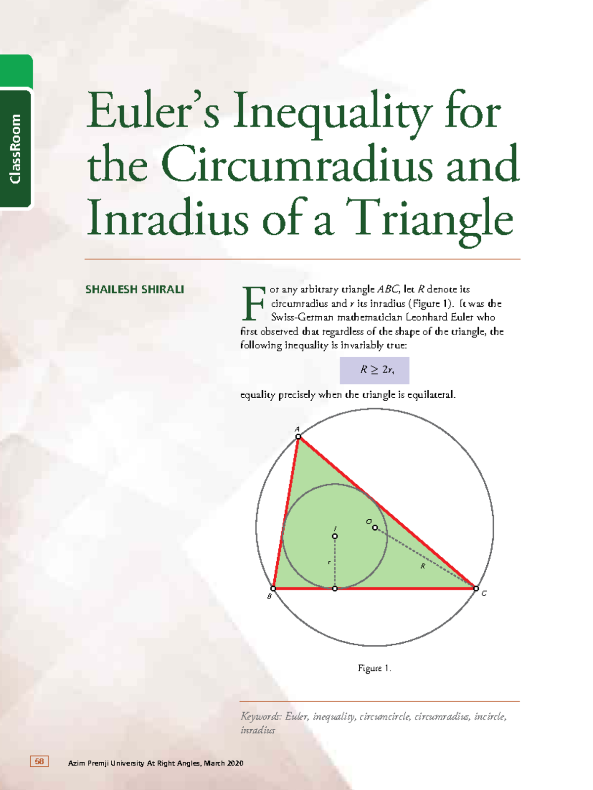 15 Eulers Inequality for Circumradius & Inradius of Triangle - Studocu