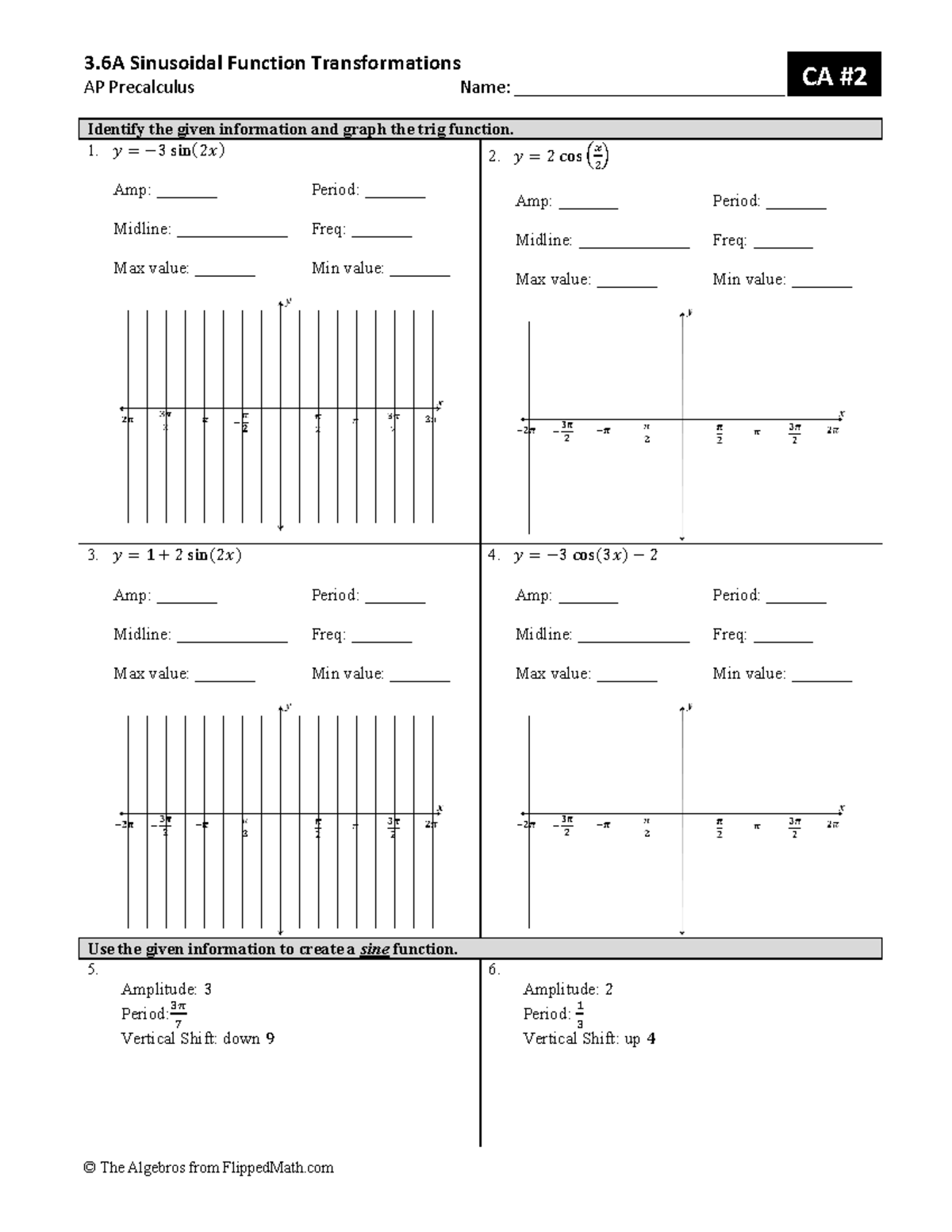 3.6A AP Precalculus Graphing Trig Functions Worksheet - Studocu