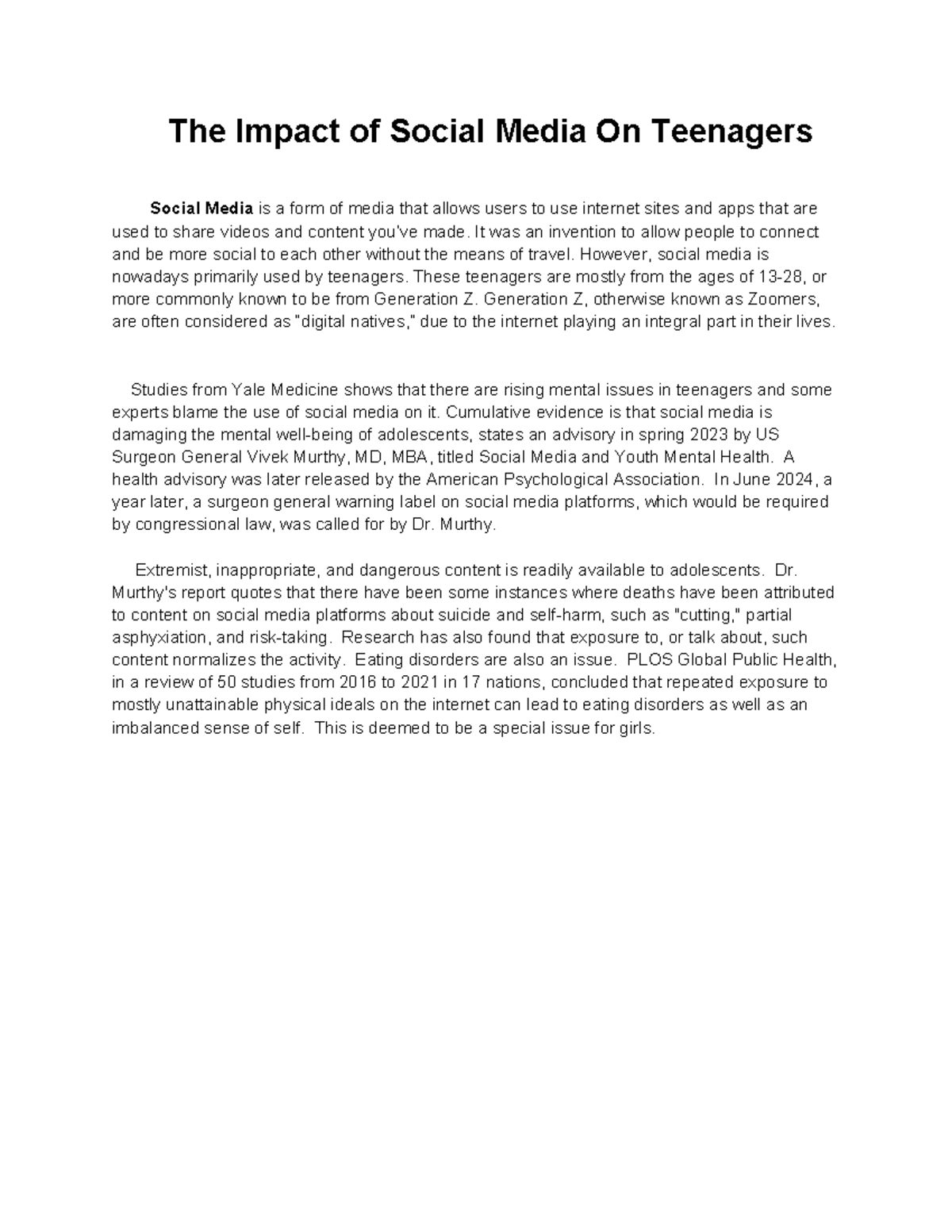 The Impact of Social Media on Teenagers: Mental Health & Misinformation ...