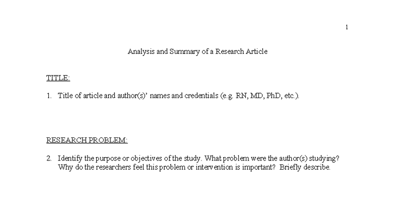 Analysis of Research Article: Key Findings and Implications - Studocu