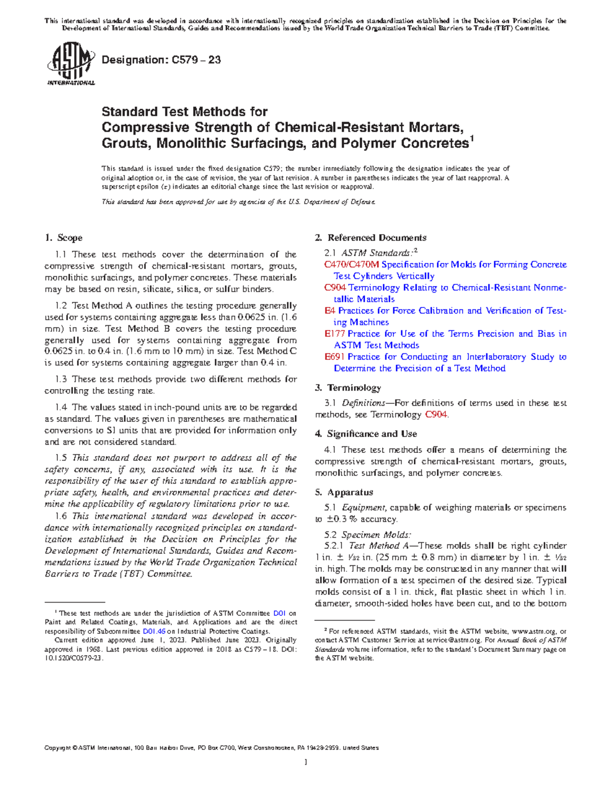 ASTM C579-23: Standard Test Methods for Compressive Strength of ...