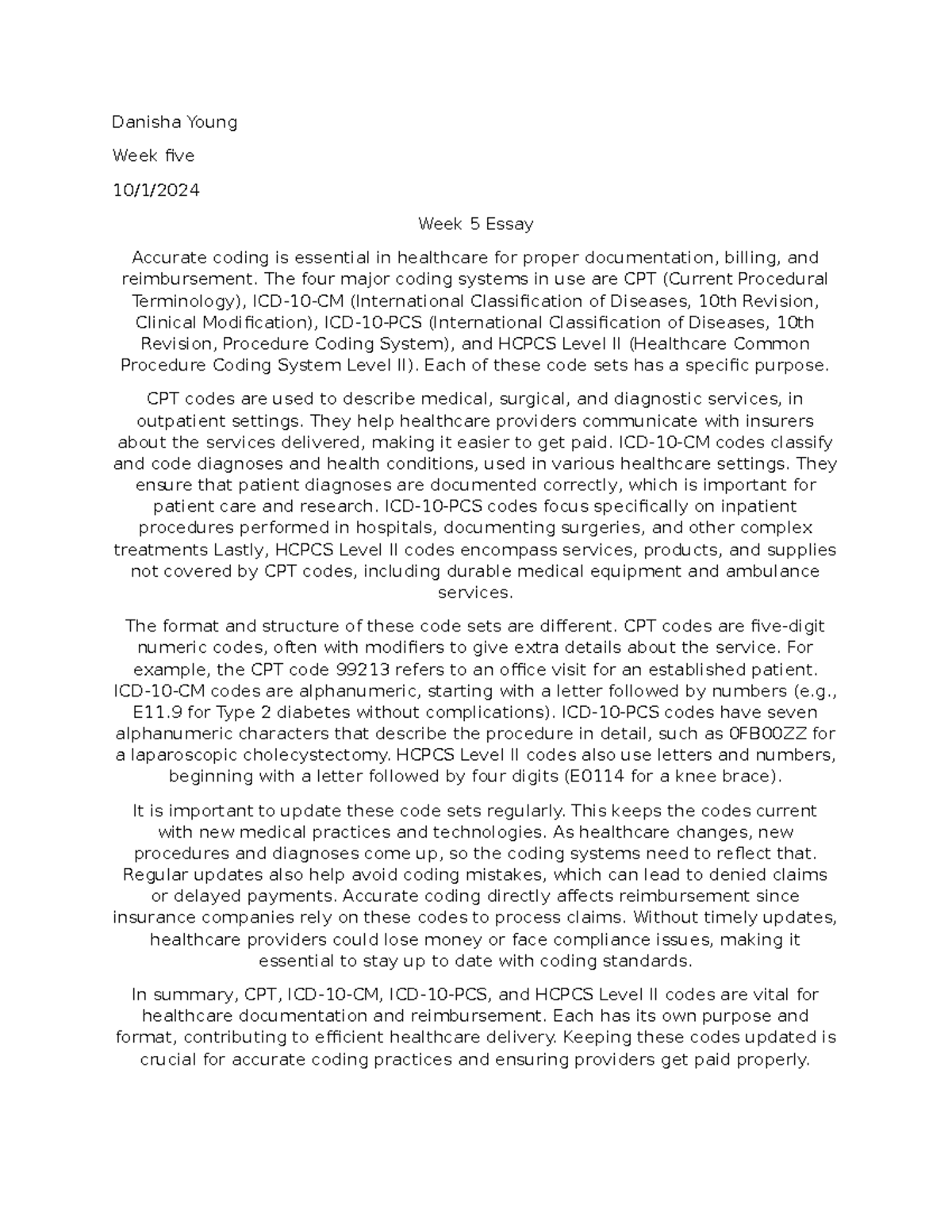 Week 5 essay - home work for class - Danisha Young Week five 10/1/ Week ...