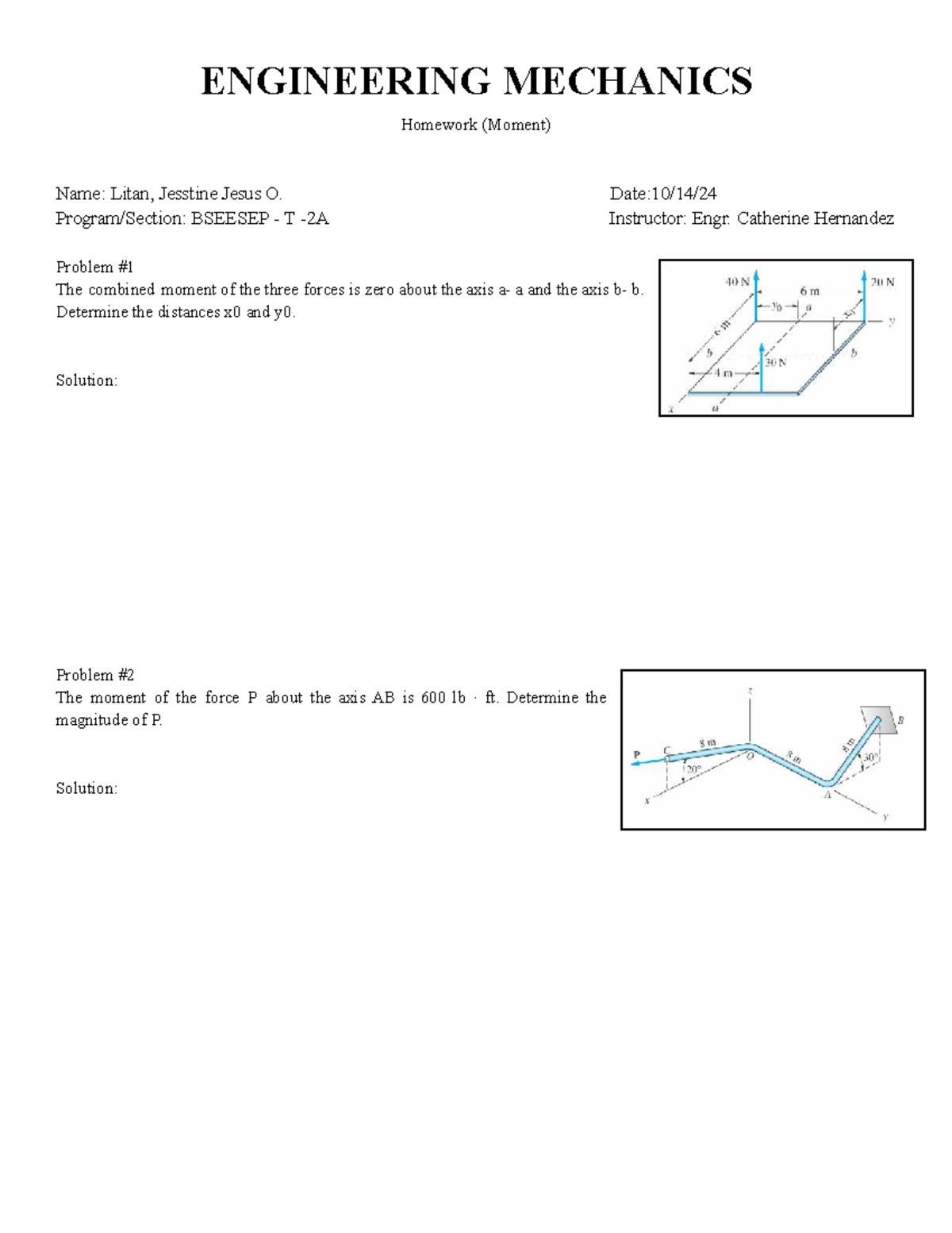 HW Moment - Bachelor of Science in Civil Engineering - ENGINEERING ...