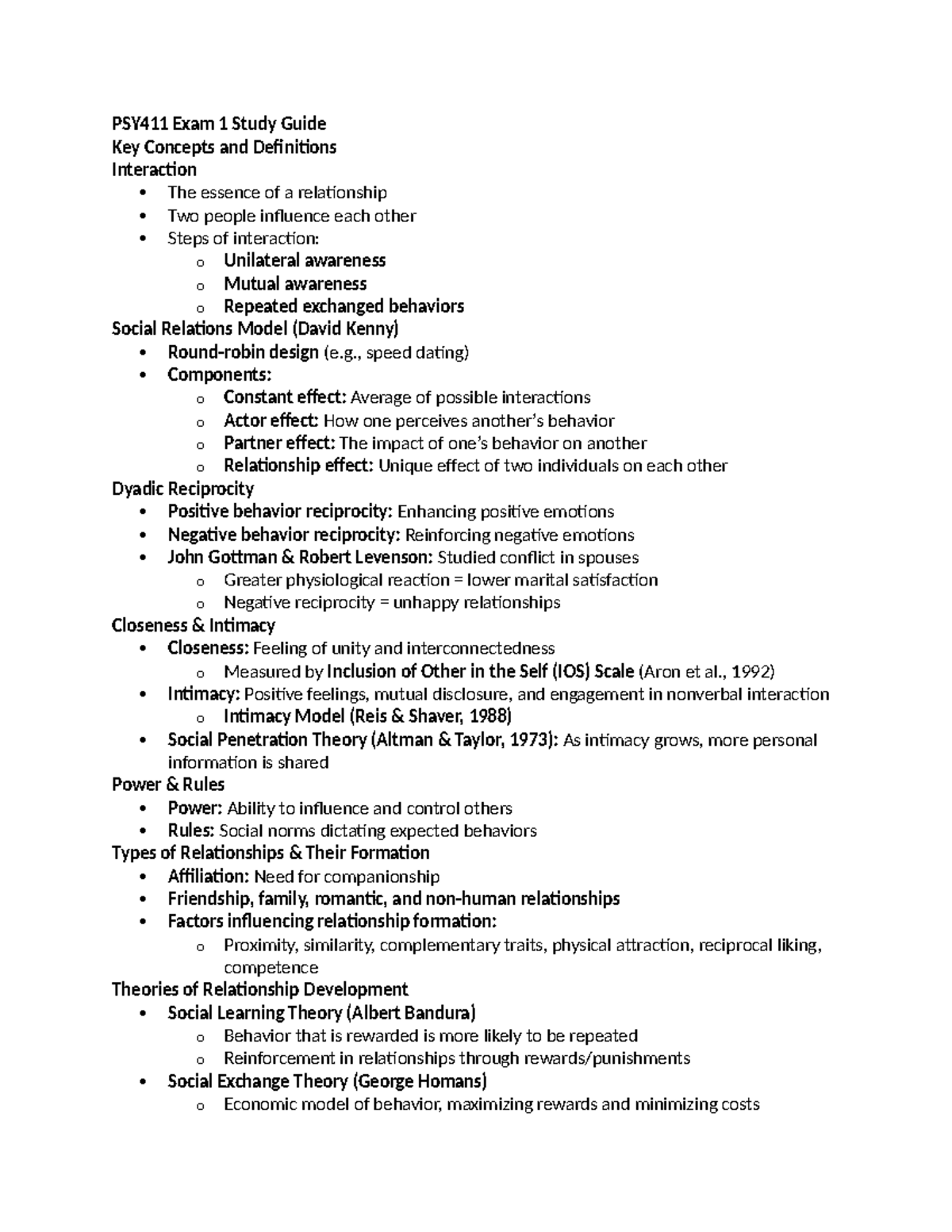 PSY411 Study Guide - PSY411 Exam 1 Study Guide Key Concepts and ...