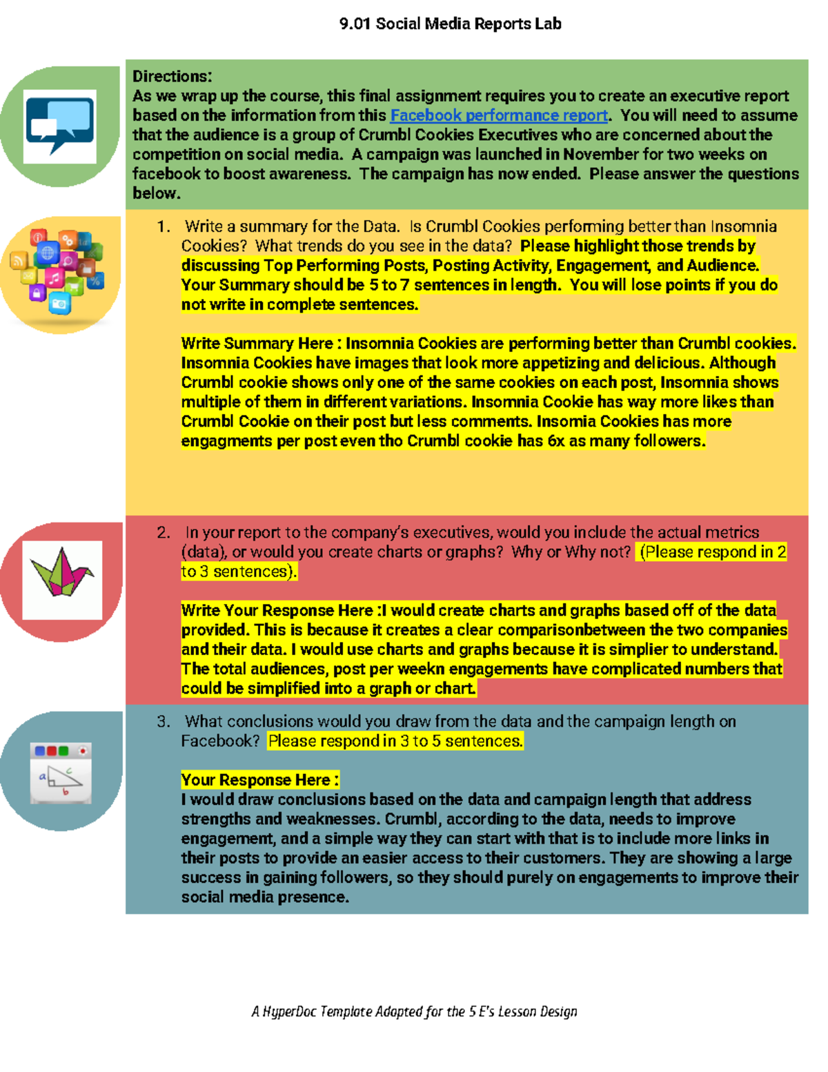 9.01 Social Media Reports Lab - A HyperDoc Template Adapted for the 5 E ...