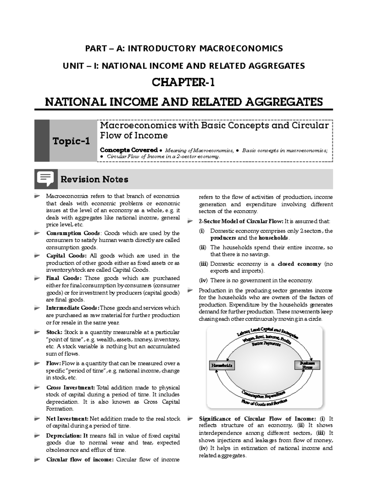 CBSE 12 Revision Notes: Macroeconomics & National Income Concepts - Studocu