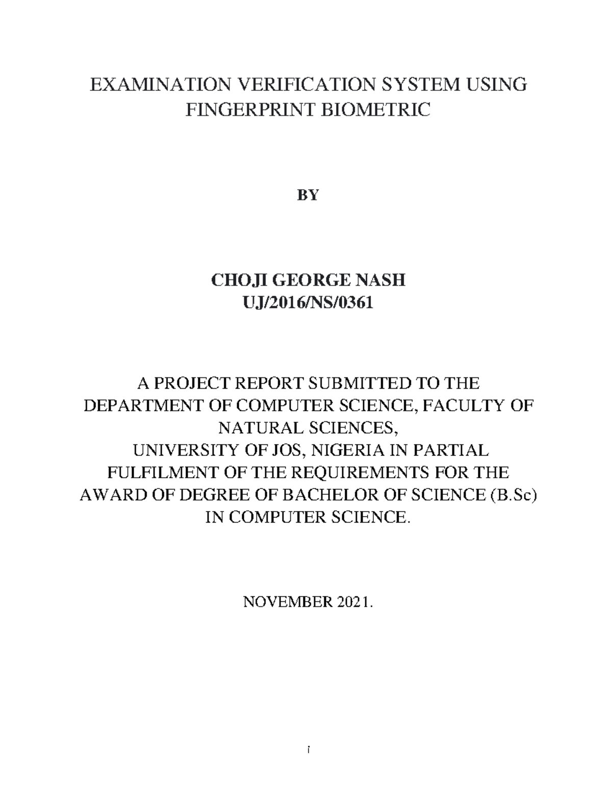 Examination Verification System Using Fingerprint Biometric (UJ2016 ...