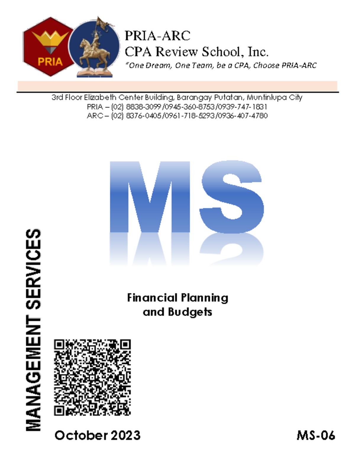 PRIA MS-06 Financial Planning and Budget (student booklet) - MS PRIA ...