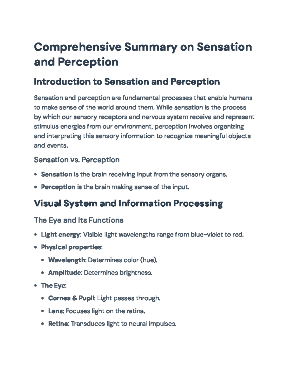 Sensation and Perception Overview: Key Concepts and Theories ...