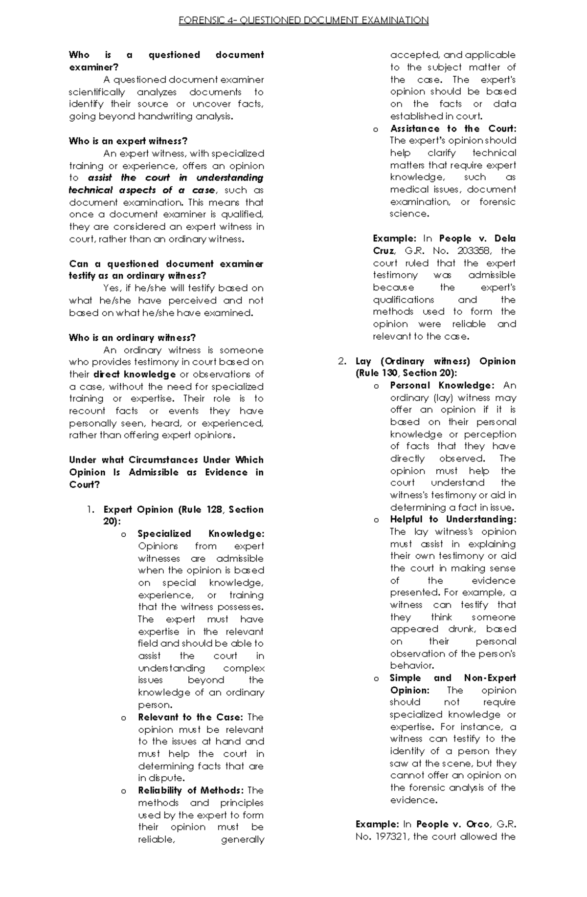 QDE 101: Forensic Questioned Document Examination Review Notes - Studocu
