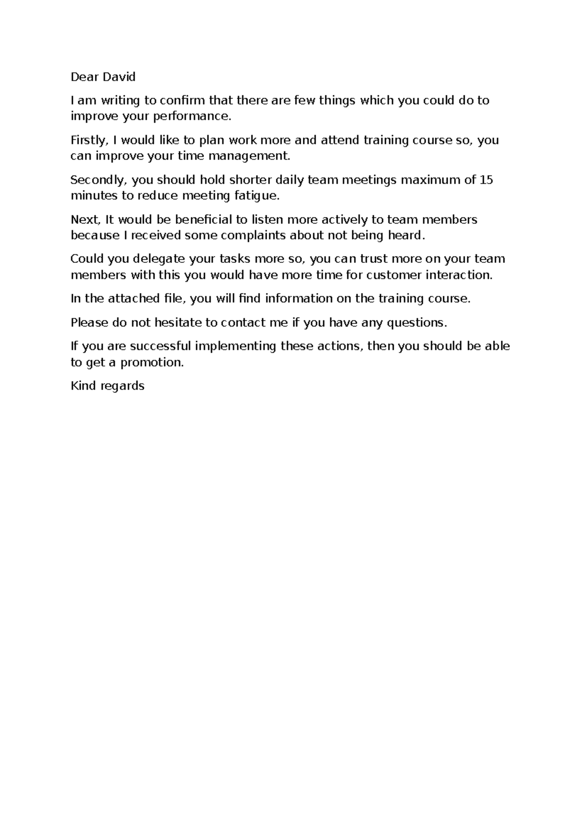 Engels mail - derste yaptim - Dear David I am writing to confirm that ...