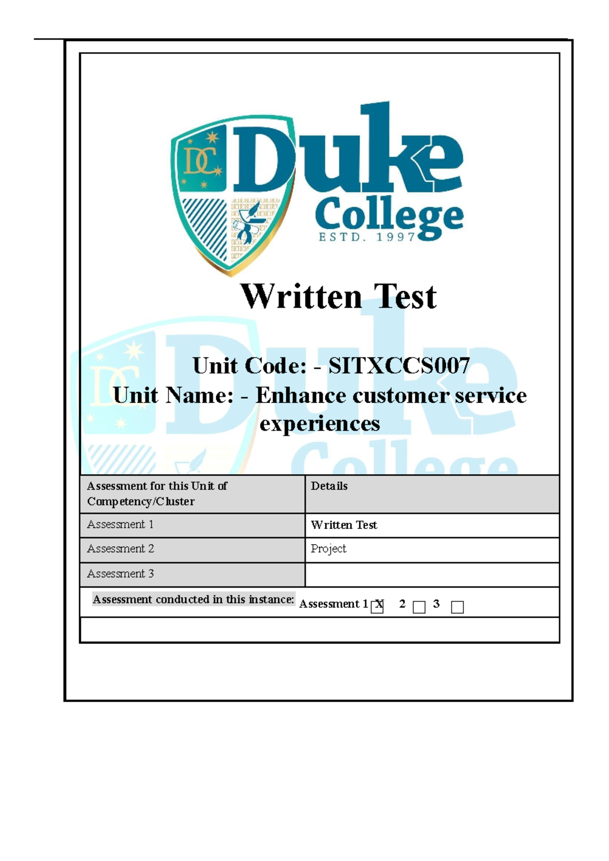 SITXCCS007 Enhance Customer Service Experiences - Written Test V2 - Studocu