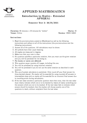 Apm01a1 semester test 2 2024 memo - APM01A APPLIED MATHEMATICS 1A ...