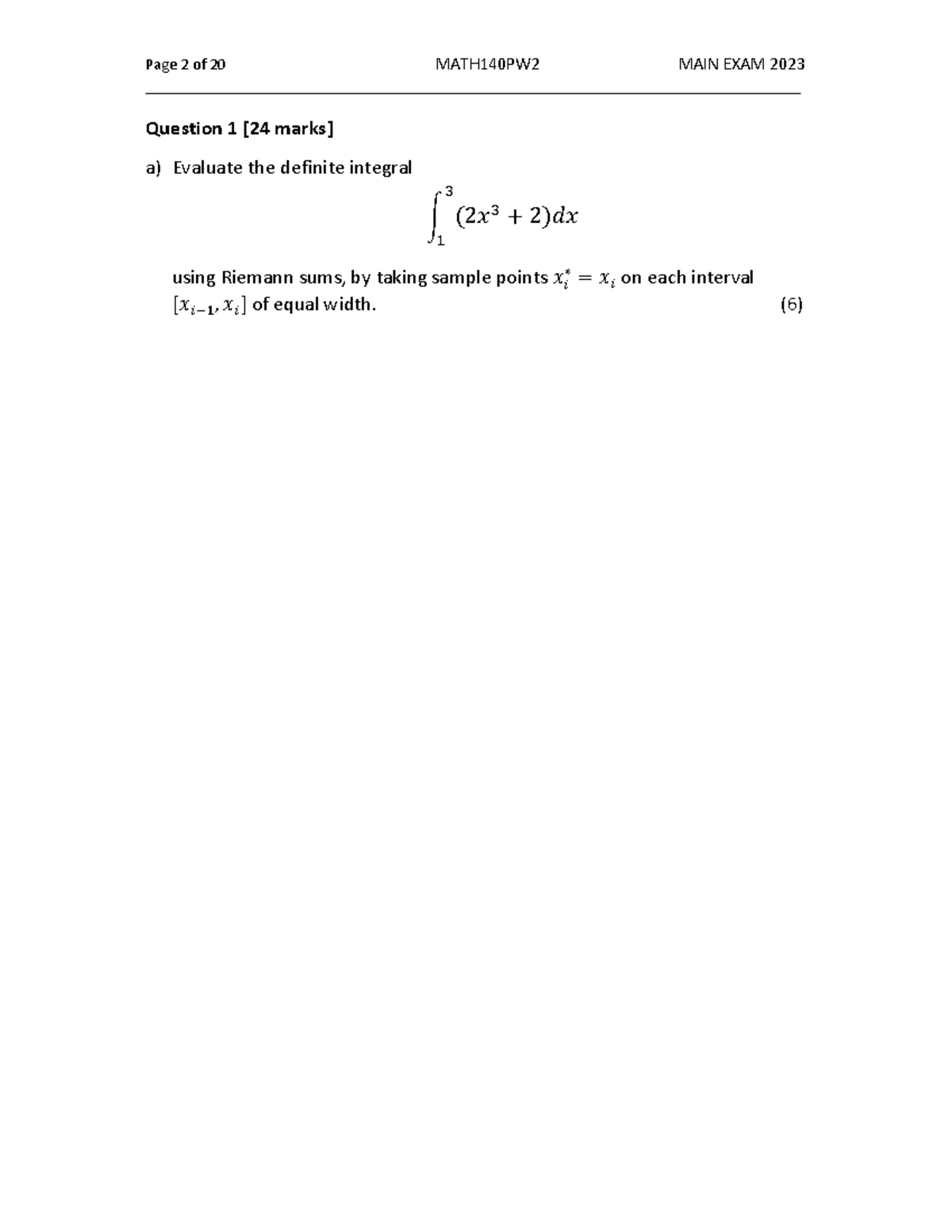 MATH140 Calculus & Linear Algebra Test 1 Paper - March 2024 - Studocu