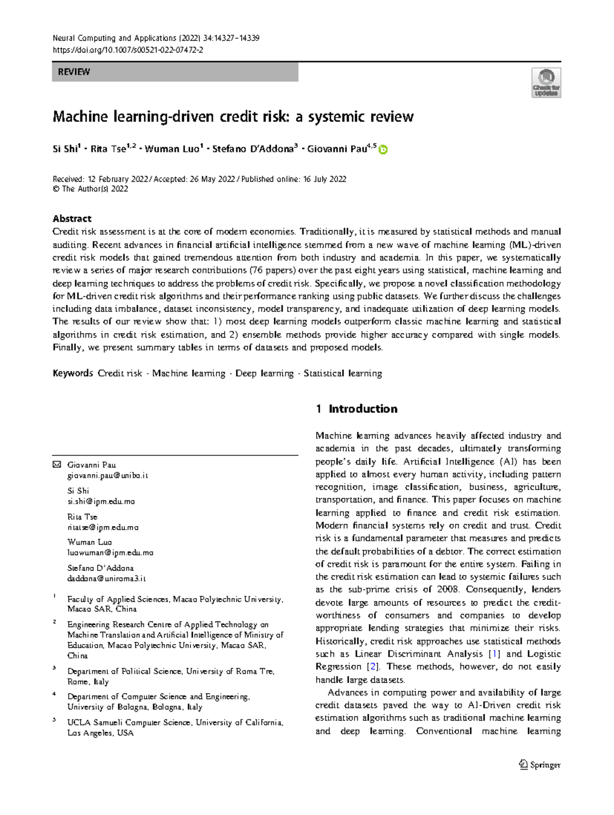 Machine Learning-Driven Credit Risk Assessment: A Systematic Review ...