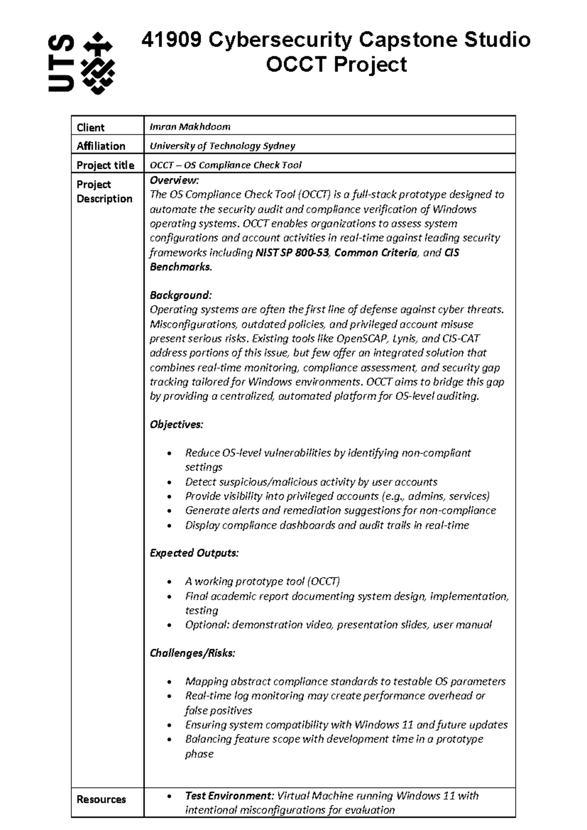 OCCT 41909 Cybersecurity Capstone: OS Compliance Check Tool Project ...