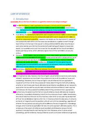 Similar fact evidence - Class notes - Similar fact evidence ...