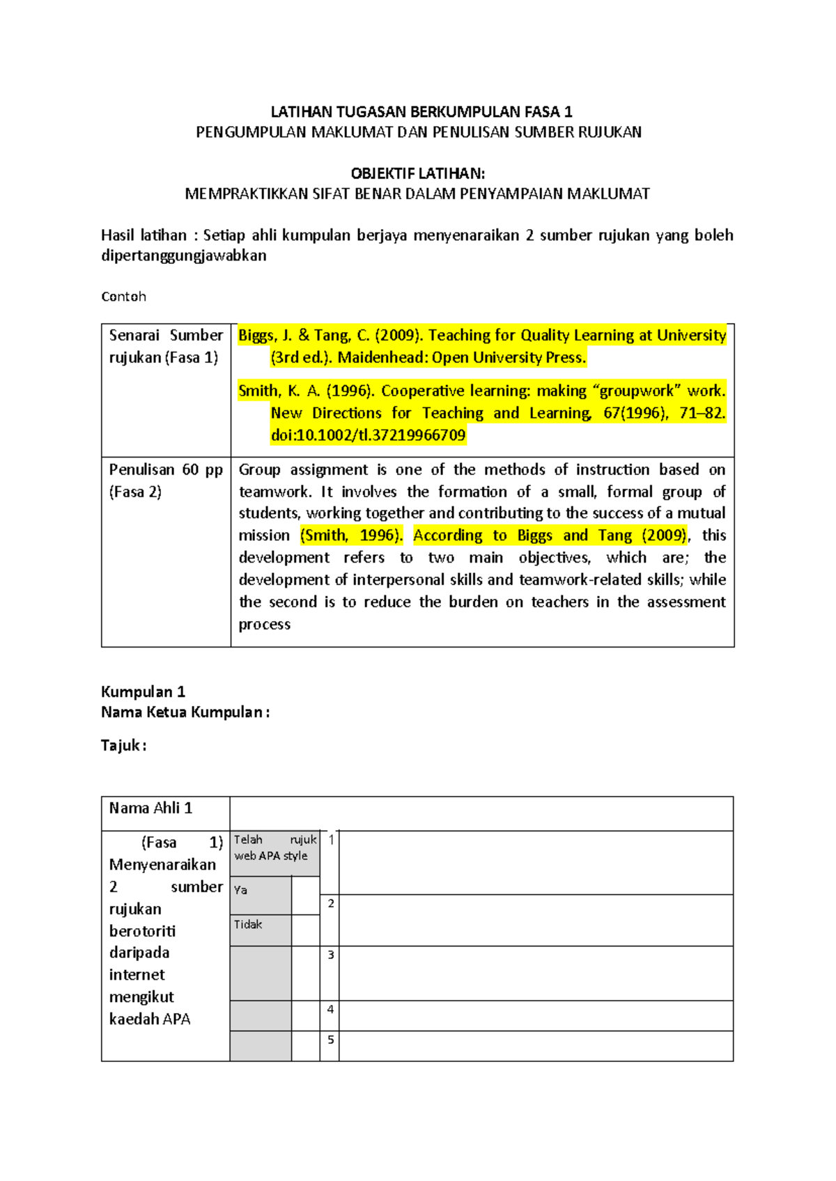 CTU AP1193A - Latihan Kumpulan Fasa 1: Pengumpulan Maklumat dan ...