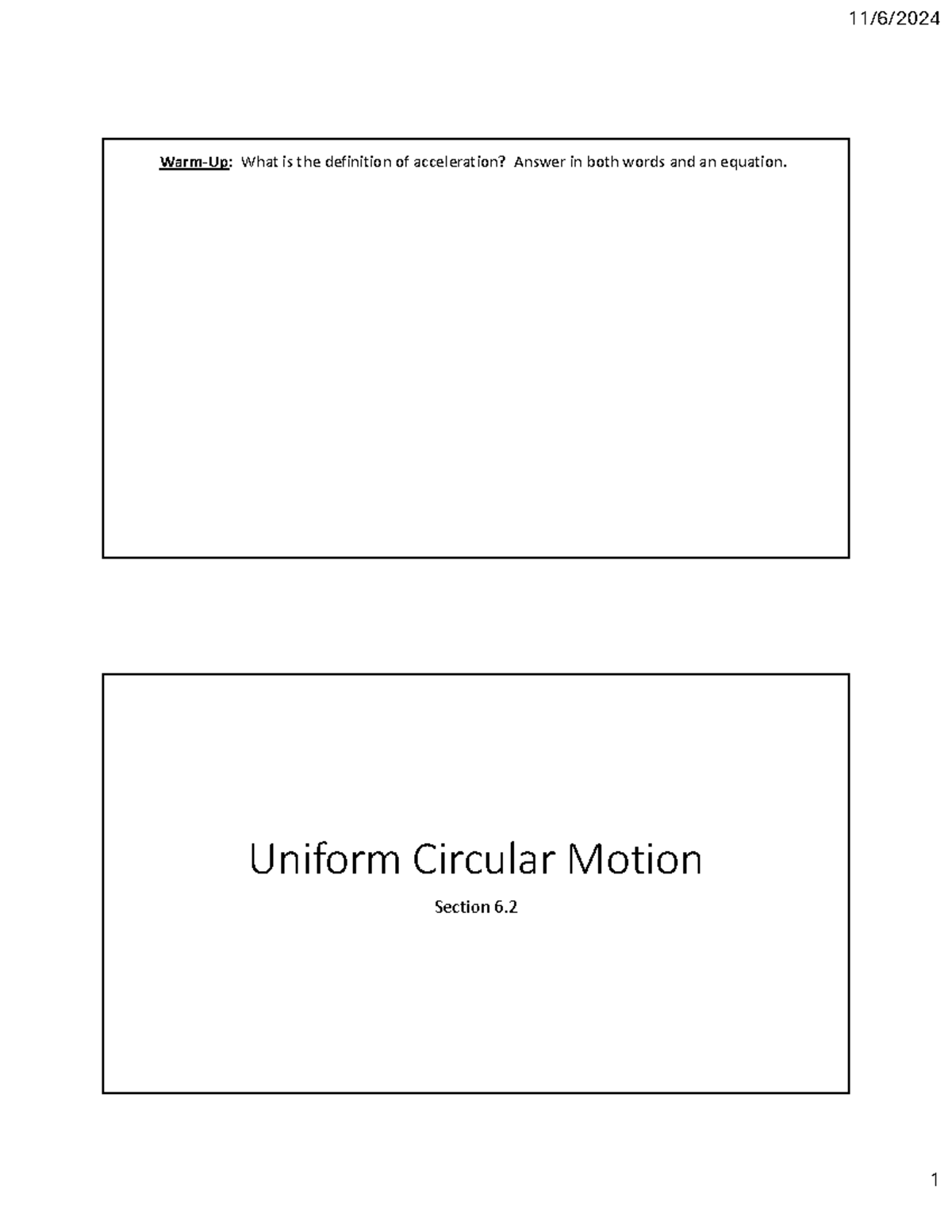 Uniform Circular Motion and Centripetal Forces - Physics Section 6.2 ...