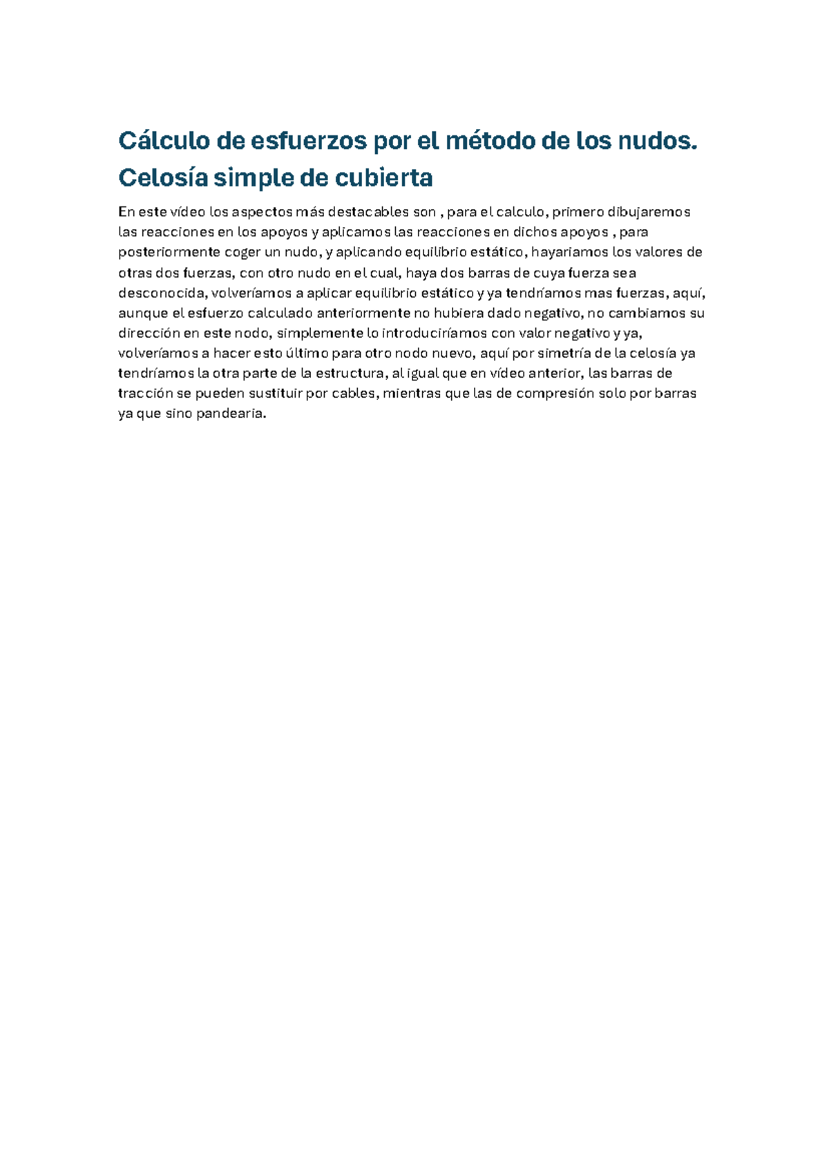 Resuen celosia nudos - Entregable de los conceptos sbre los cálculos de ...