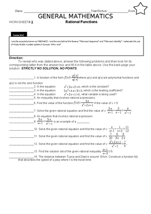 General Mathematics Summative Test for 1st Quarter - Studocu