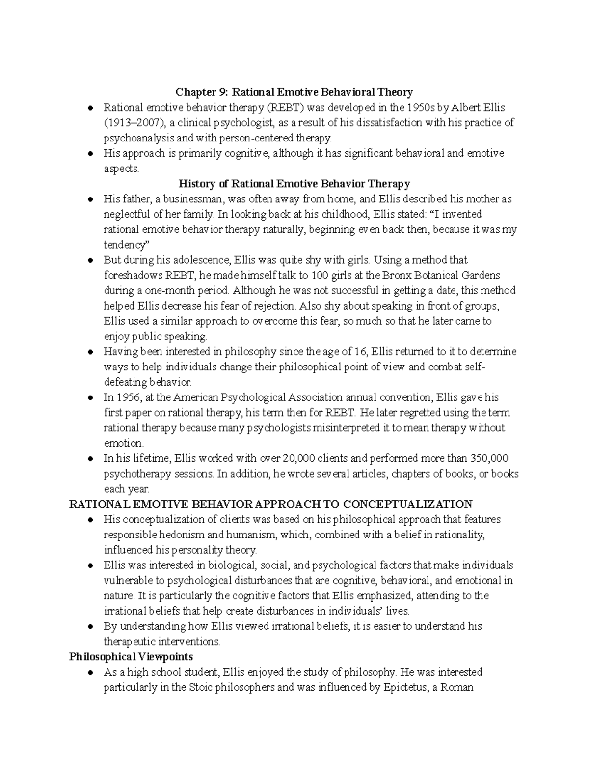 Topic 3 - REBT Overview: Theories of Psychotherapy & Counseling Notes ...