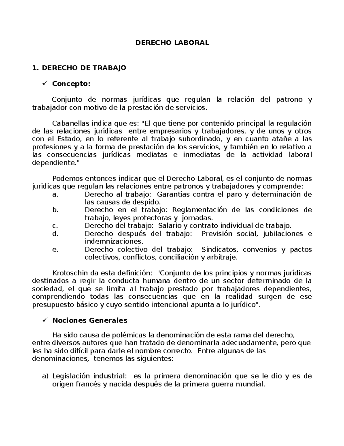 DERECHO LABORAL 1: Conceptos y Principios Fundamentales - Studocu