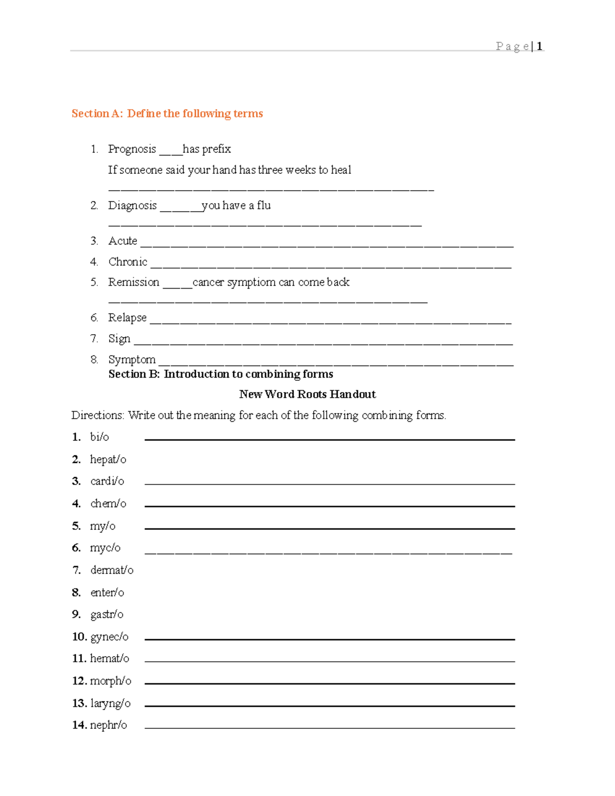 Ch. 1 Medical Terminology: Definitions & Combining Forms - Studocu