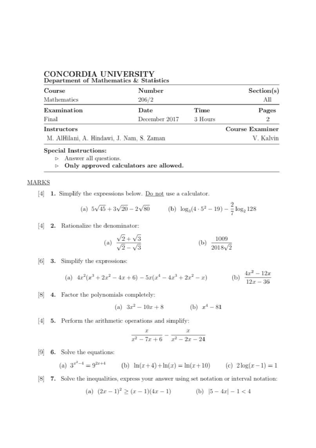 Past Final - MATH 208 - Studocu