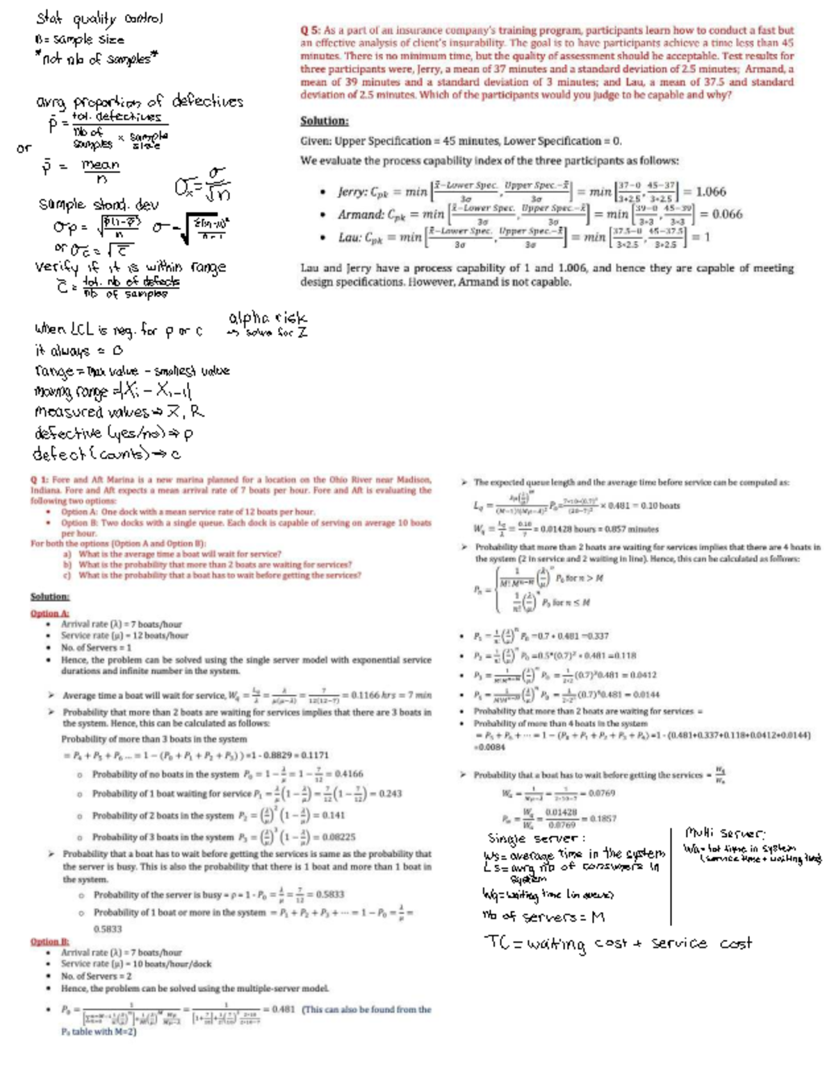 Comm225 Quality Control Sample Size Analysis Crib Sheet - Studocu