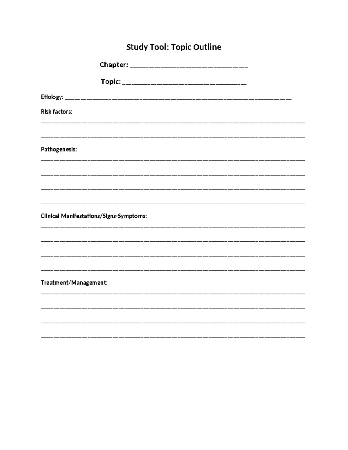 Study Tools Chapter Outline - Study Tool: Topic Outline Chapter: - Studocu
