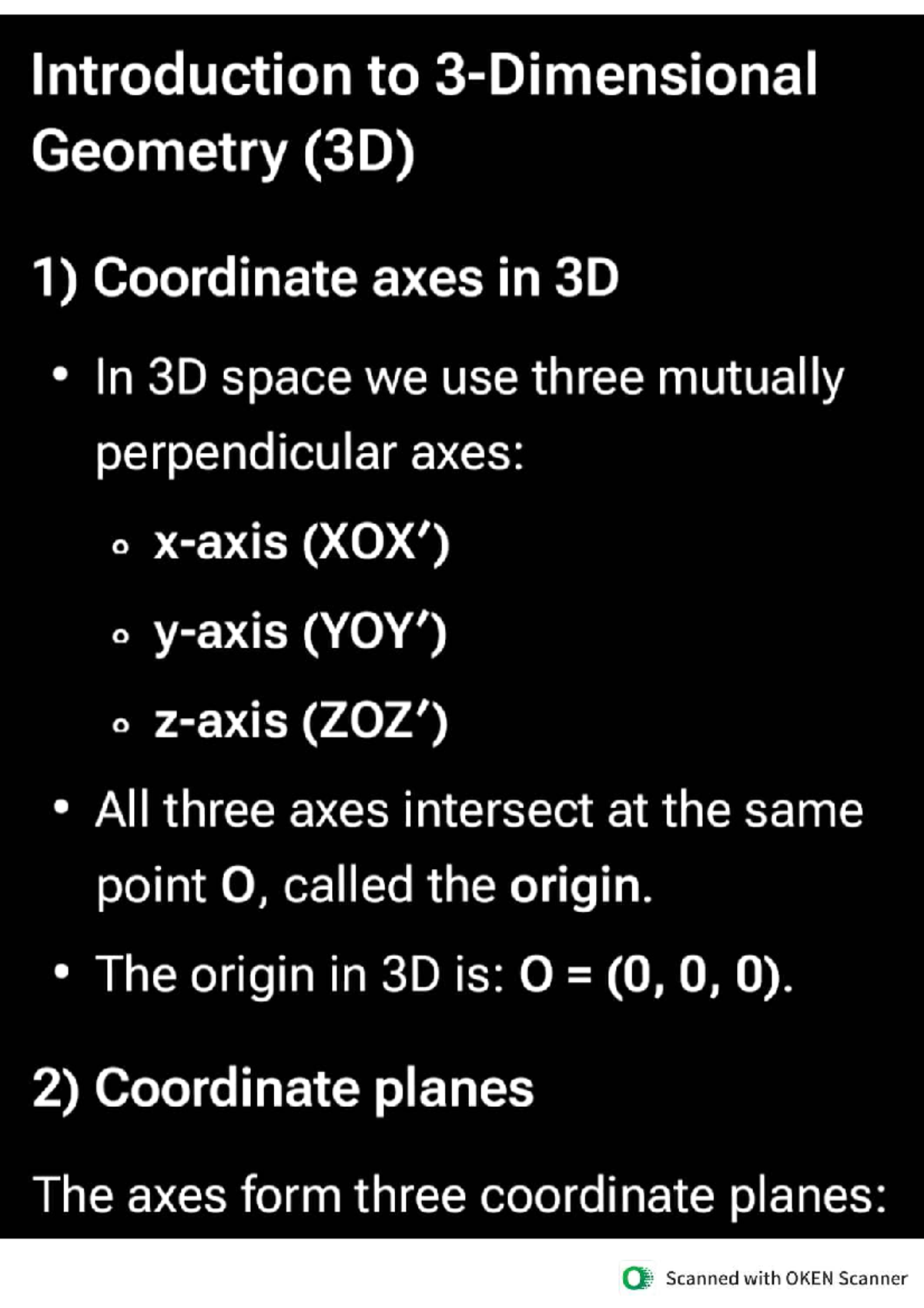3D Geometry (MATH101) - Easy Notes & Practice Questions - Studocu