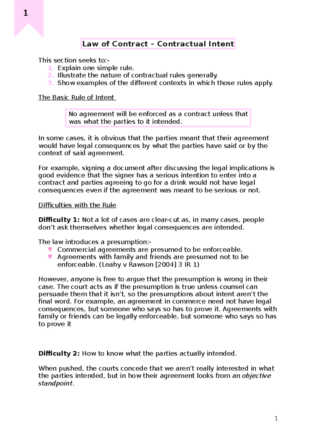 Law Of Contract Law101 Understanding Contractual Intent And
