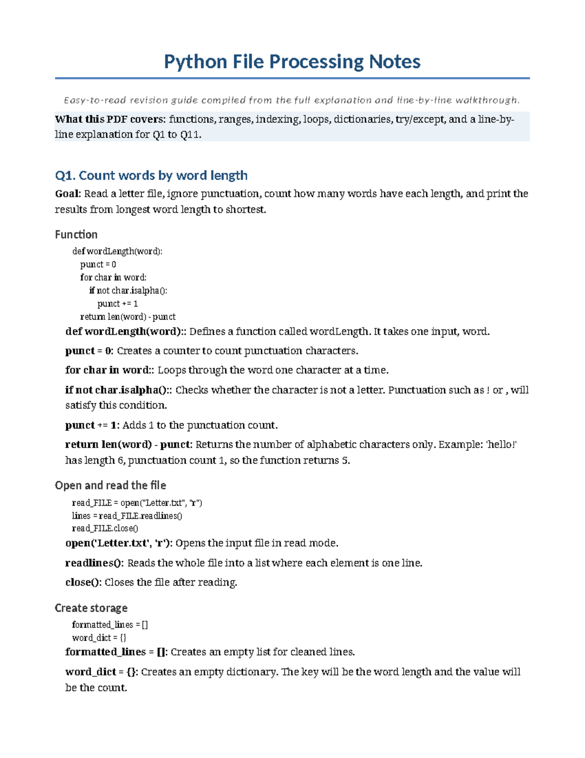 Python File Processing Notes (Revision Guide) - Studocu
