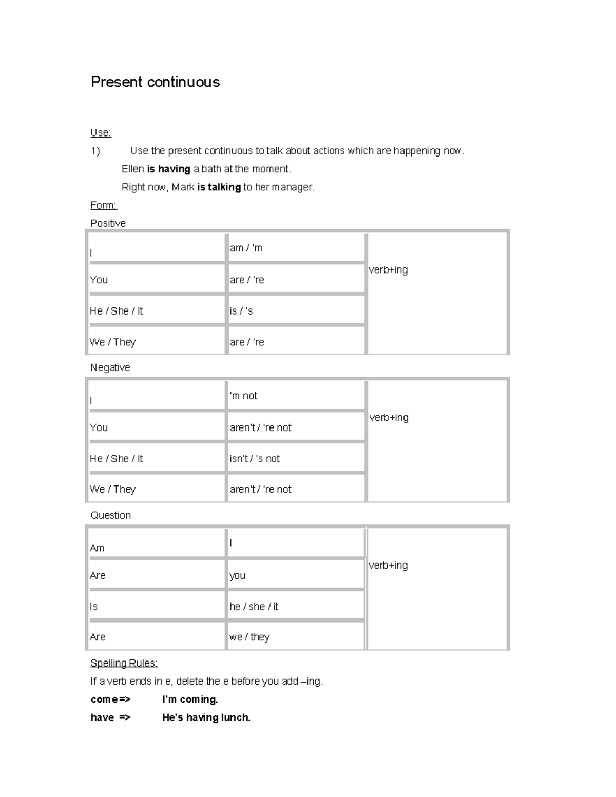 Present Continuous Tense: Usage and Form Guide - Studocu