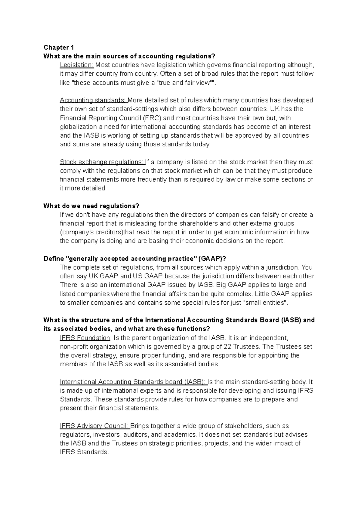 Chapter 1 - Overview of Accounting Regulations and Standards - Studocu