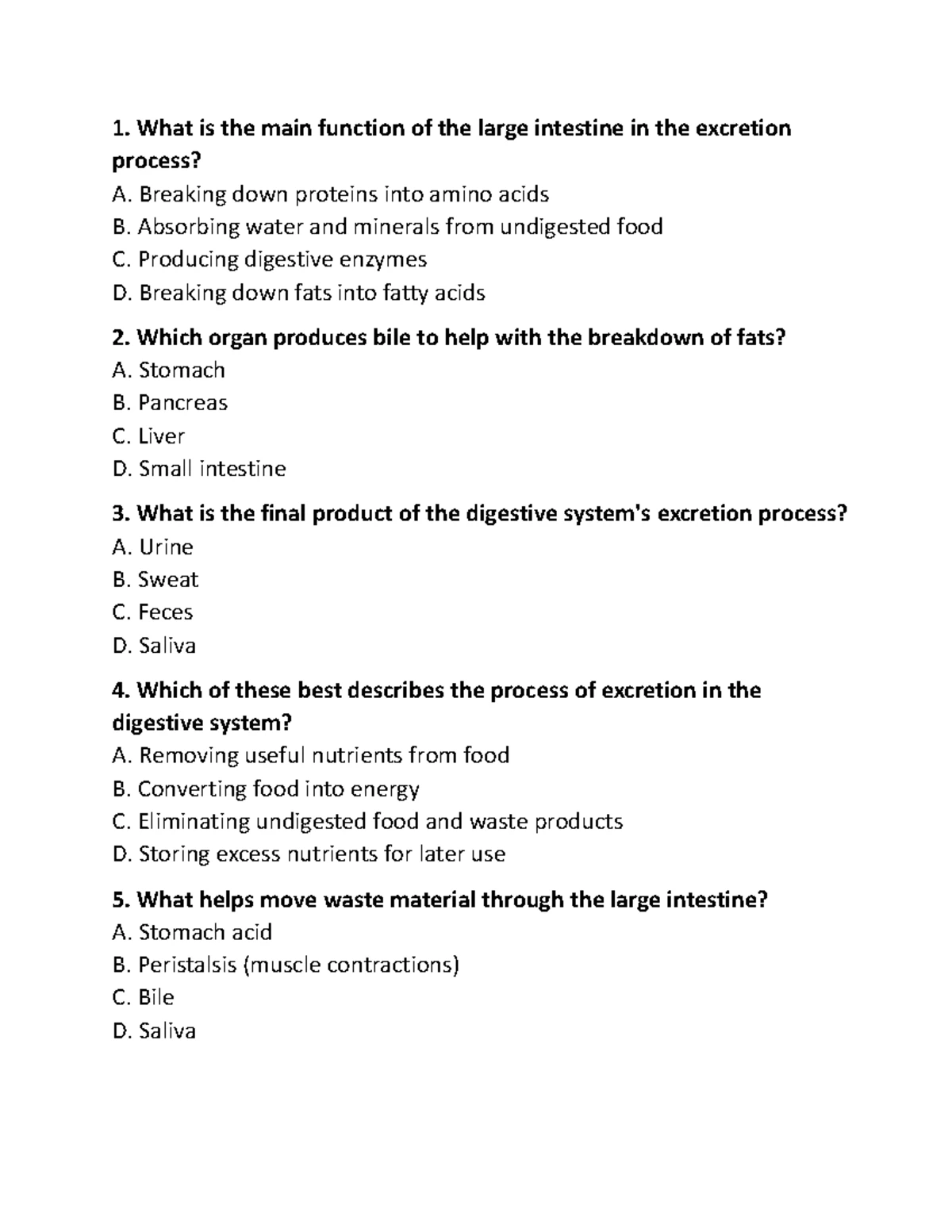 Digestive System Worksheet: Functions & Processes Analysis - Studocu