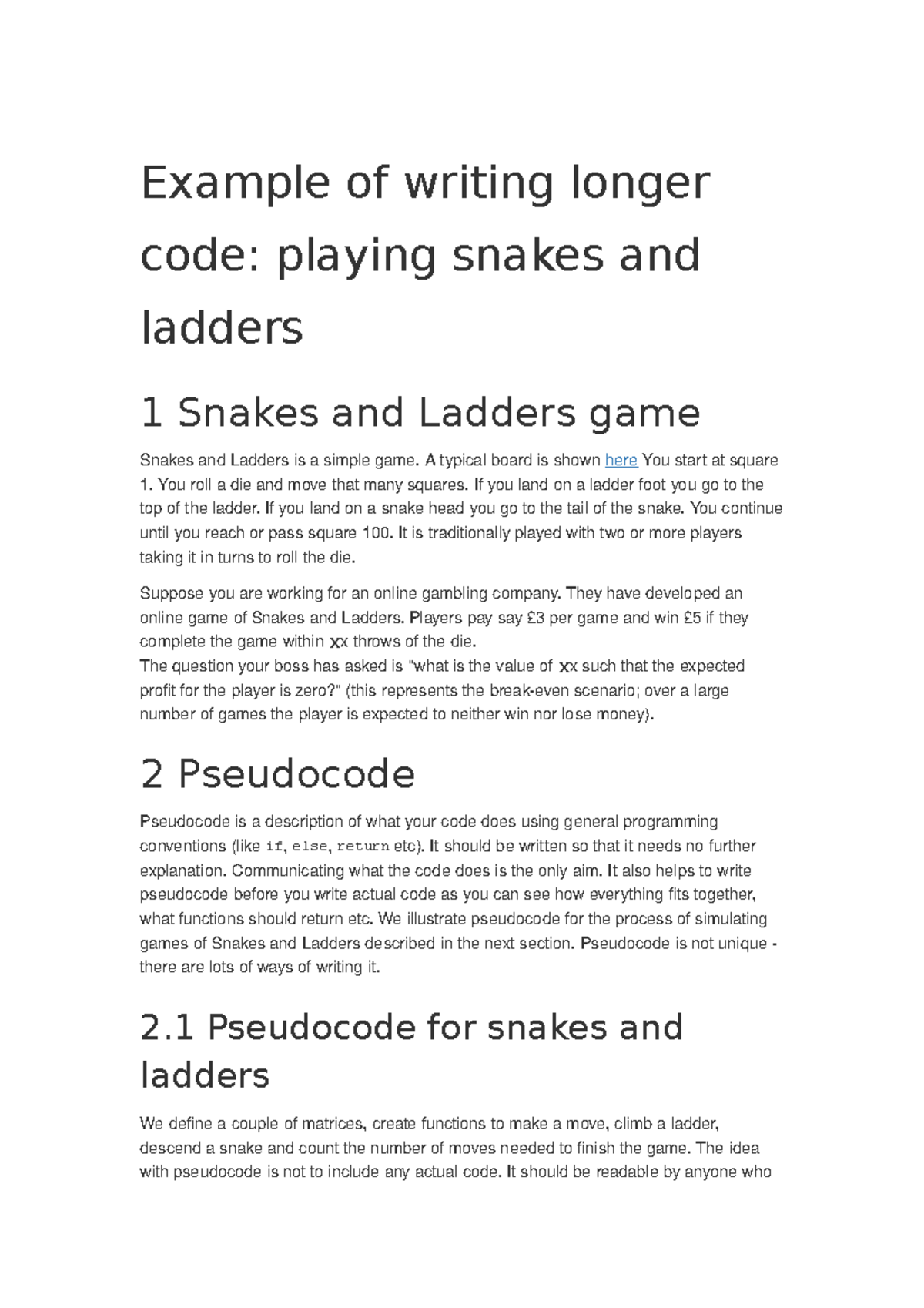 R Statistical Data Science: Snakes and Ladders Code Simulation Example ...