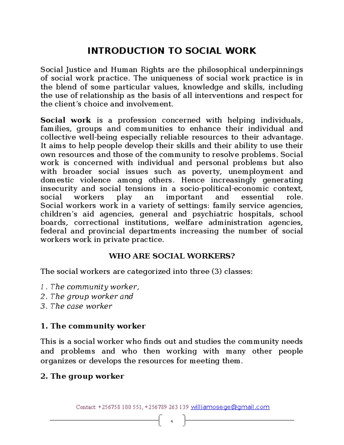 Intro 2 Social Work - Lecture Notes on Practice and Ethics - Studocu