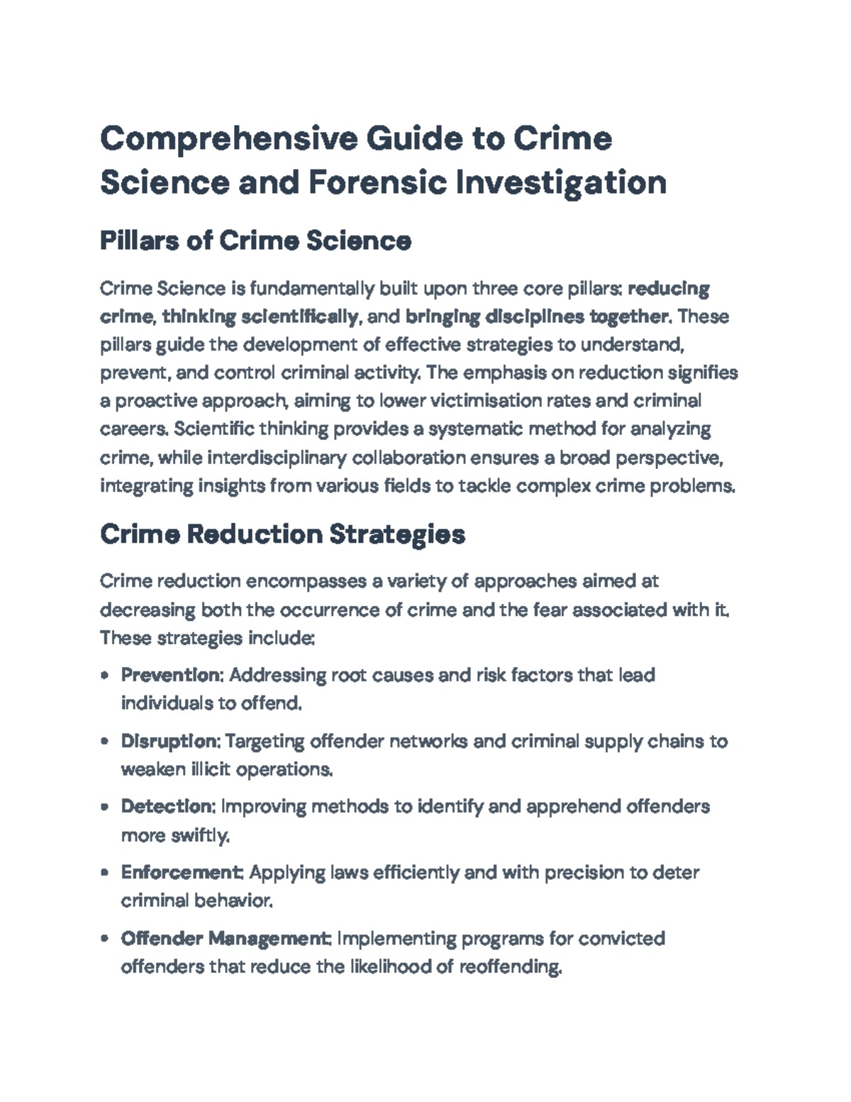 Comprehensive Guide to Crime Science & Forensic Investigation (CJS 101 ...