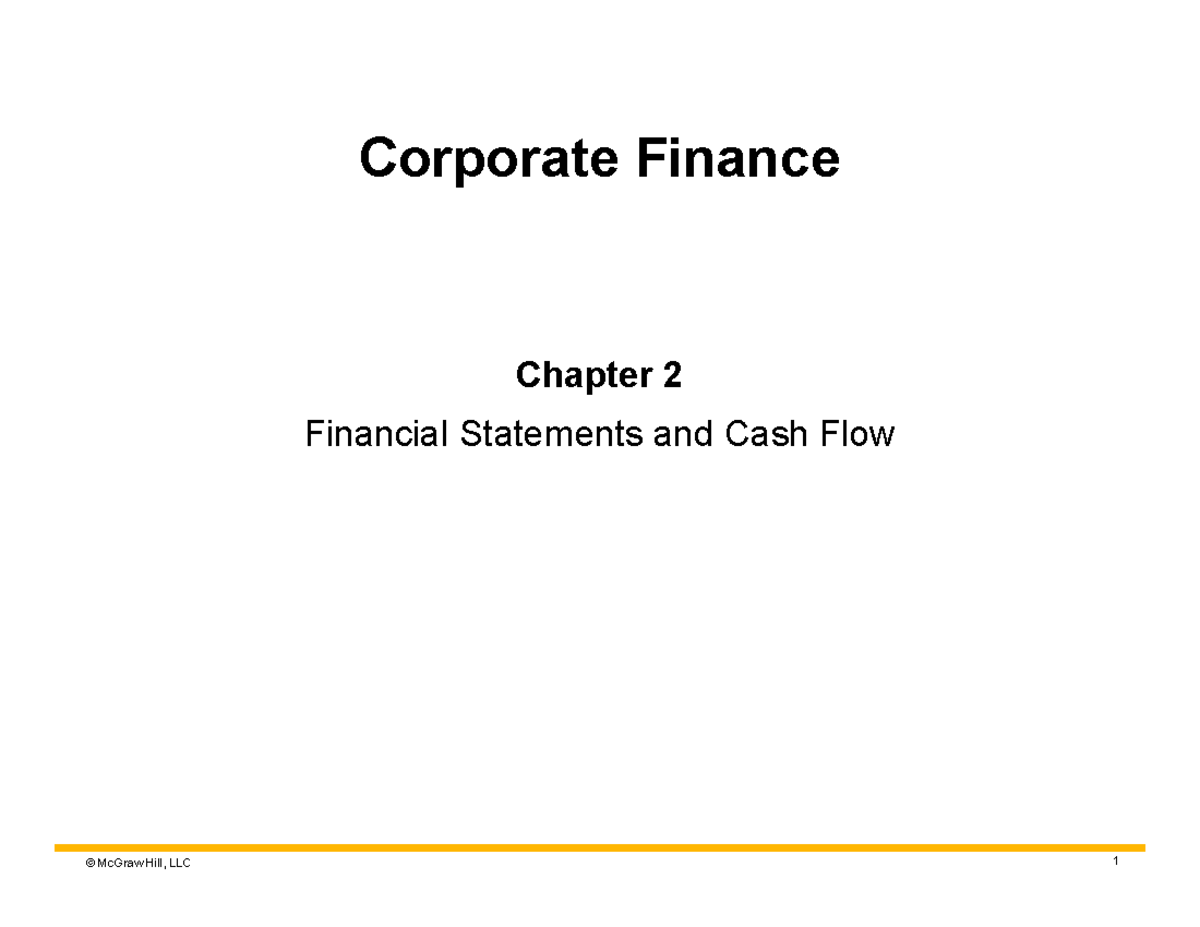 FINC201: Chapter 2 - Understanding Financial Statements & Cash Flow ...