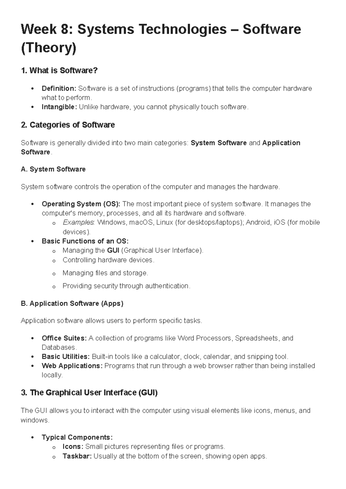 WEEK 8 GR.10 Lecture Notes: Understanding Software Technologies - Studocu