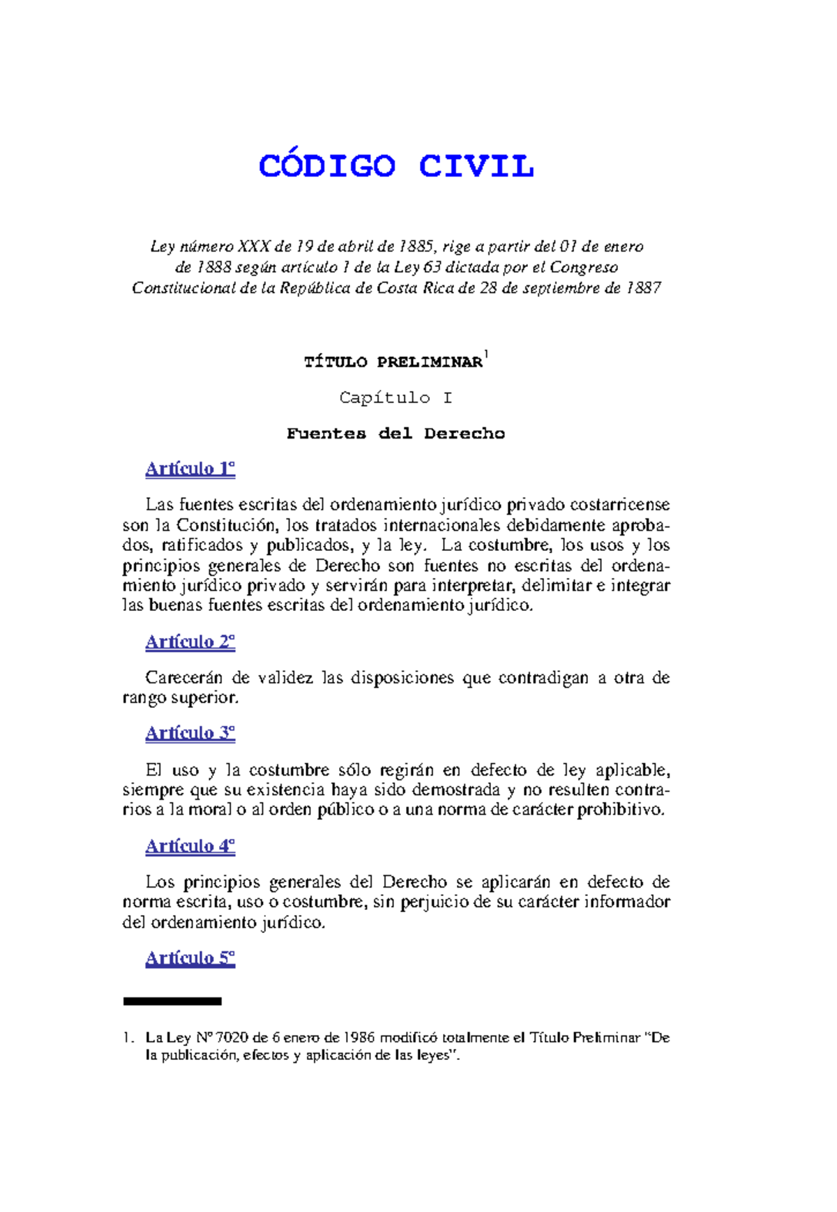 Código Civil de Costa Rica: Análisis y Disposiciones (Ley XX) - Studocu