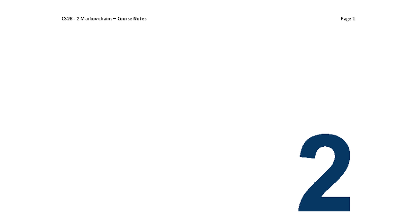 CS2B 2 Markov Chains Course Notes: Key Concepts & R Applications - Studocu