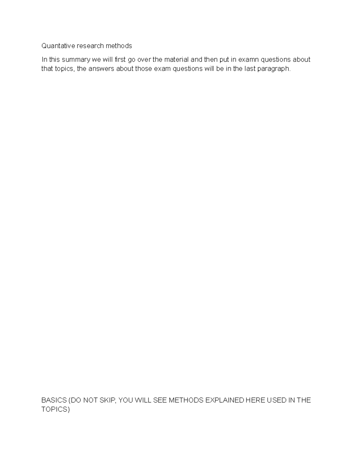 QRM 101: Summary of Quantitative Research Methods for Exams - Studeersnel